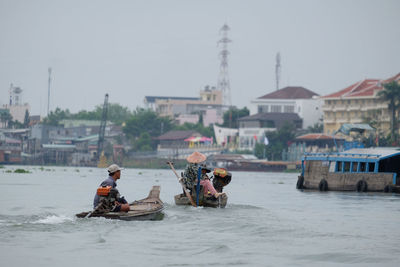 Small riverboats on the mekong river, vietnam.