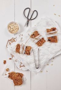 High angle view of food on table