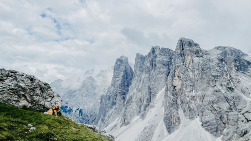 Panoramic view of snowcapped mountains against sky