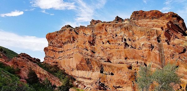 Low angle view of rocky mountain