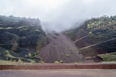 Scenic view of landscape against cloudy sky