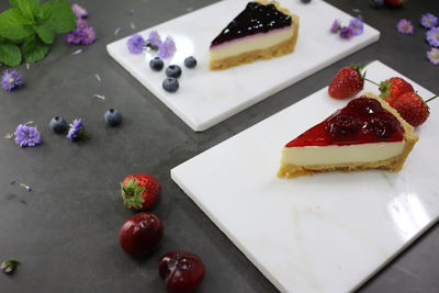 High angle view of cake on table