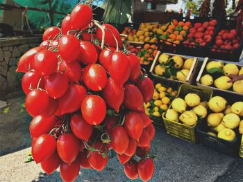 Stack of fruits for sale at market stall