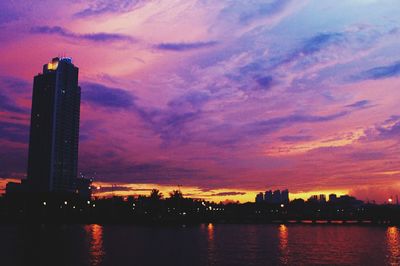 Scenic view of river at sunset