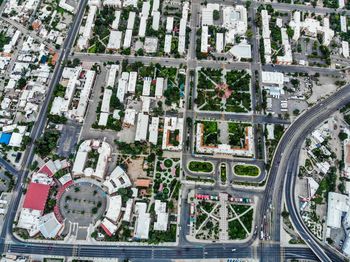 High angle view of city buildings, arquitecture, street, bulevar