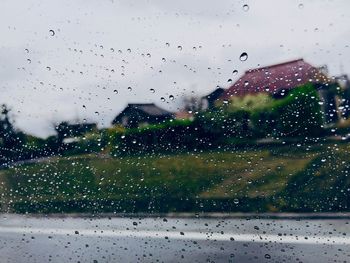 Close-up of water drops on glass