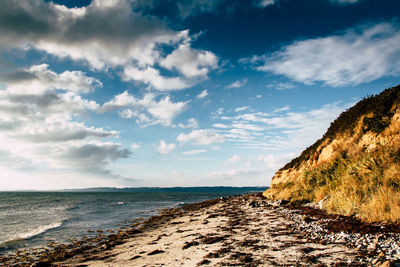 Scenic view of beach against sky