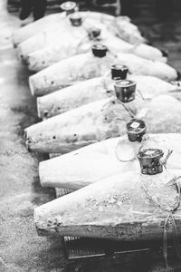 High angle view of ice cream on table