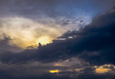 Low angle view of dramatic sky during sunset