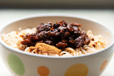 Close-up of breakfast served in bowl