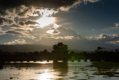 Scenic view of lake during sunset