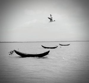 Nautical vessel on sea against sky