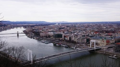 High angle view of bridge over river in city