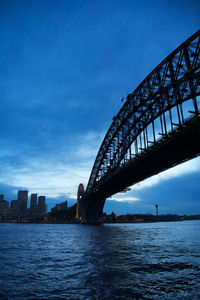 Low angle view of bridge over calm river