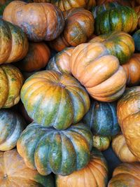 Full frame shot of pumpkins at market