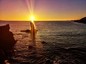 Scenic view of sea against sky during sunset