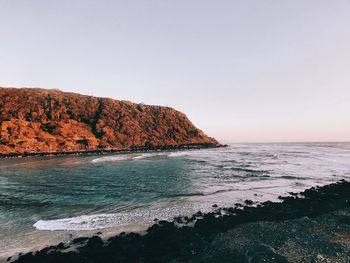 Scenic view of sea against clear sky