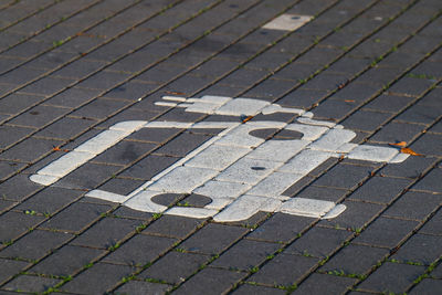 High angle view of cobblestone street