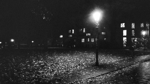 Illuminated street light at night