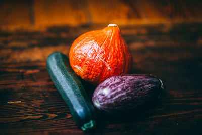 Close-up of pumpkin on table