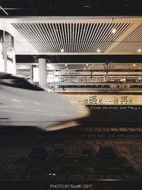 Illuminated railroad station platform