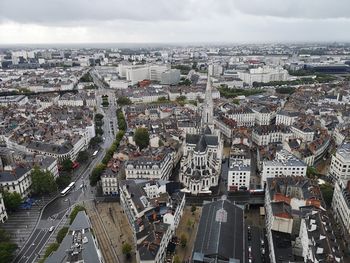 High angle view of street amidst buildings in city