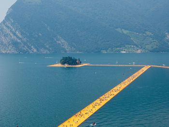 High angle view of sea against sky