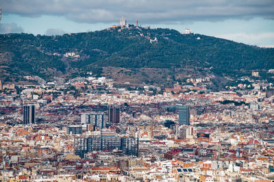 High angle view of buildings in city