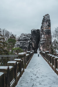 Bastei bridge in winter, saxon switzerland