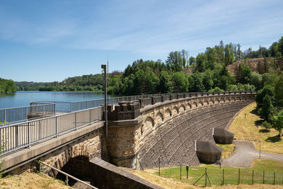 Panoramic image of lingese reservoir close to marienheide, bergisches land, germany