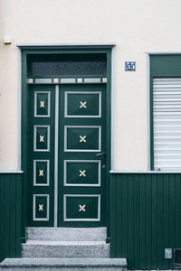 Closed door of building