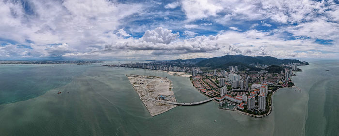 High angle view of sea against sky