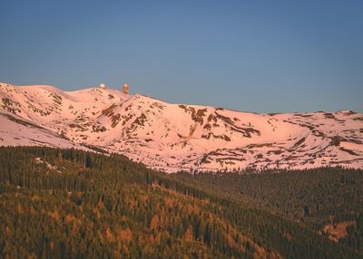 Scenic view of mountains against clear sky