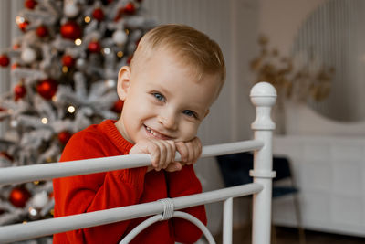 Portrait of cute boy looking away