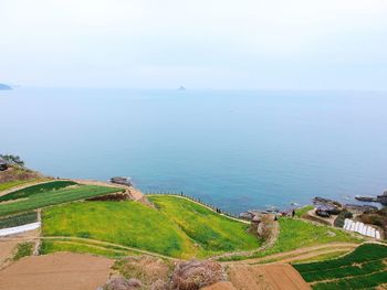 High angle view of sea against sky