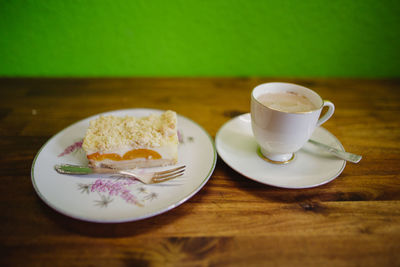 Close-up of breakfast served on table