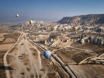 Aerial view of hot air balloons