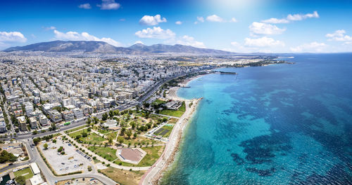 High angle view of sea against sky