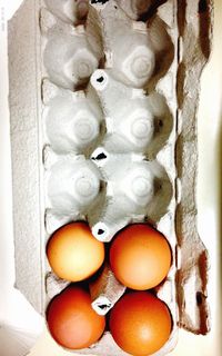 Directly above shot of eggs in crate