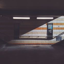 Empty walkway subway station