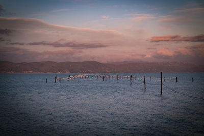 Scenic view of sea against sky at sunset