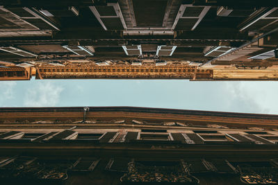 Directly below shot of buildings against sky