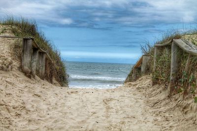 Scenic view of beach against sky