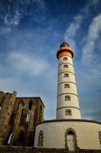 Low angle view of lighthouse against sky