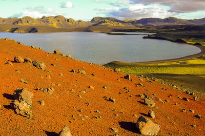 Scenic view of lake against sky