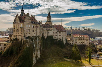 Panoramic view of buildings against sky in city