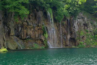 Scenic view of waterfall