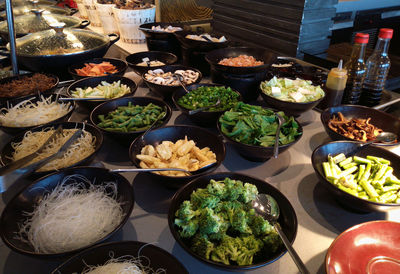 High angle view of food on table