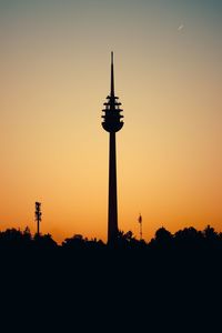 Silhouette of building against sky during sunset