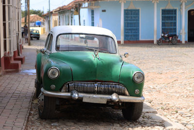 Vintage car on street in city